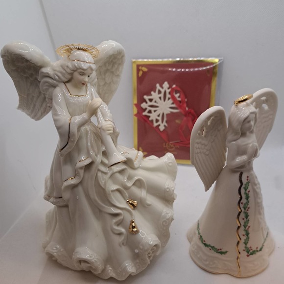NIB- 8-inch Dillards Musical Angel & Lenox Angel Bell -24K Gold & Porcelain - Picture 7 of 8